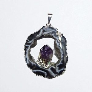 colgante geoda Ágata con amatista