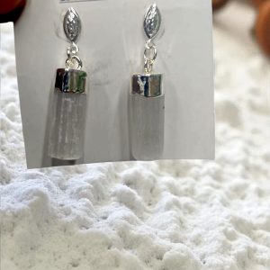 aros de selenita brasil bañado en plata