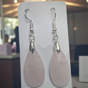 aros piedra natural cuarzo rosado cod r30