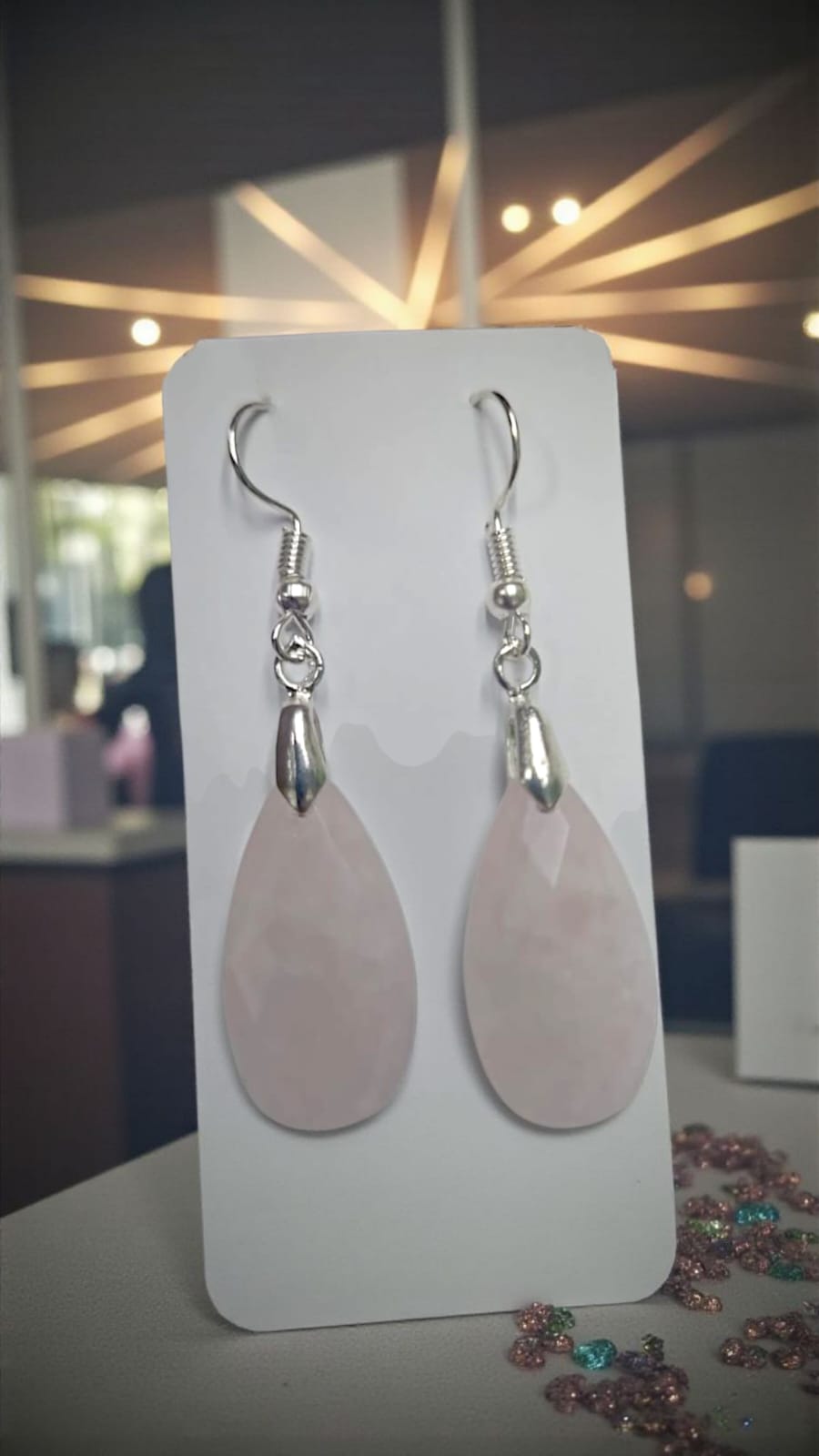 aros piedra natural cuarzo rosado cod r30 aros piedra natural cuarzo rosado cod r30