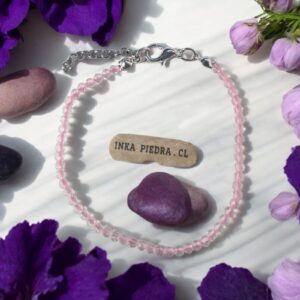 pulsera facetada piedra natural cuarzo rosado